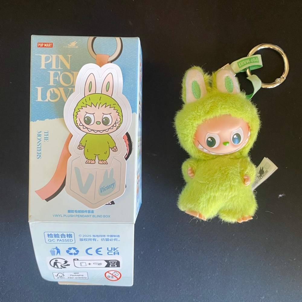 Pin for love letter V plush pendant labubu from popmart